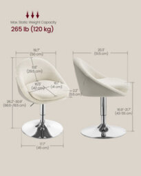 LEDREM Adjustable Dressing Chair, Office Chair, Swivel Stool With Backrest, Steel, For Counter - thumbnail 7