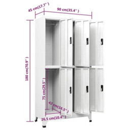 Walplus Locker Cabinet White 90X45X180 Cm Steel - thumbnail 8