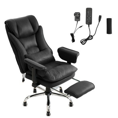 Living And Home Black Ergonomic High Back Massage Office Chair With Lumbar Support And Footrest - image 1
