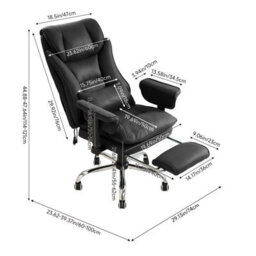 Living And Home Black Ergonomic High Back Massage Office Chair With Lumbar Support And Footrest - thumbnail 7