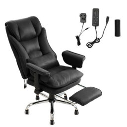 Living And Home Black Ergonomic High Back Massage Office Chair With Lumbar Support And Footrest - thumbnail 1