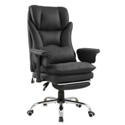 Living And Home Black Ergonomic High Back Massage Office Chair With Lumbar Support And Footrest - thumbnail 3