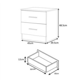 Reflect 2 Door Corner Wardrobe, 5 Drawer Chest, 2 Drawer Bedside & Desk - Black Gloss & Walnut - Bedroom Furniture Set - thumbnail 9