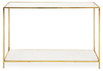 Premier Housewares Interiors By Premier Stylish Gold Frame Console Table, Modern Console Table In Terrazzo Effect, Contemporary Design Hallway Table - image 1