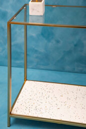 Premier Housewares Interiors By Premier Stylish Gold Frame Console Table, Modern Console Table In Terrazzo Effect, Contemporary Design Hallway Table - thumbnail 5
