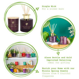 Nicola Spring Scented Candle & Reed Diffuser Set - 130G - Cinnamon & Orange - thumbnail 2