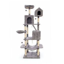 Marco Paul 206Cm Extra Tall Cat Tree Tower Multi-Level Cat Condo With Scratching Posts, Hammocks, Caves & House Grey - thumbnail 3