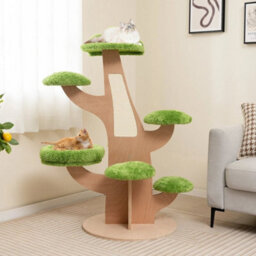 128 Cm Pine Shape Cat Tree Indoor Cute Multi Level Cat Tower With Perch - thumbnail 3