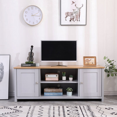 Furniturehmd 2 Door Tv Stand Cabinet With Open Shelves Sideboard Entertainment Modern Bedroom Furniture - image 1