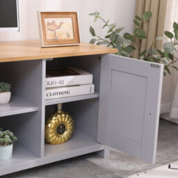 Furniturehmd 2 Door Tv Stand Cabinet With Open Shelves Sideboard Entertainment Modern Bedroom Furniture - thumbnail 5