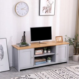 Furniturehmd 2 Door Tv Stand Cabinet With Open Shelves Sideboard Entertainment Modern Bedroom Furniture - thumbnail 3