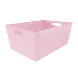 Simpa 6Pc 11L Pastel Pink Plastic Storage Basket Studio Organiser Trays With Handles - thumbnail 2