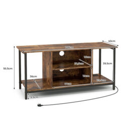 Costway Tv Stand With Power Outlet Usb & Type-C Port 3-Tier Tv Console Table With Open Storage & Adjustable Shelf Brown - thumbnail 9