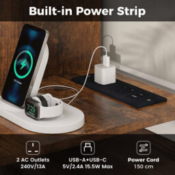 Costway Tv Stand With Power Outlet Usb & Type-C Port 3-Tier Tv Console Table With Open Storage & Adjustable Shelf Brown - thumbnail 6