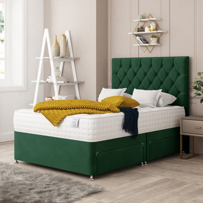 "Bed Choices Windsor Plush Velvet Divan Bed With 2 Drawers And 54"" Headboard" - image 1