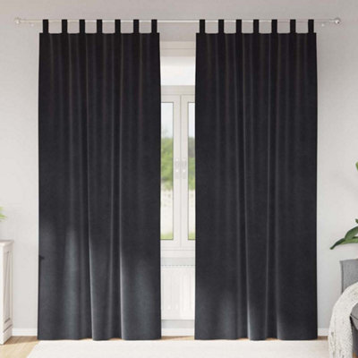 Walplus Curtains With Curtains 2 Pcs Dark Grey 140 X 245 Cm Velvet - image 1