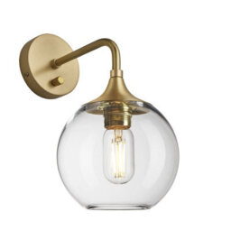 Industville Chelsea Glass Globe Wall Light - 7 Inch, Clear Glass Globe - 7 Inch, Brass Wall Holder - thumbnail 1