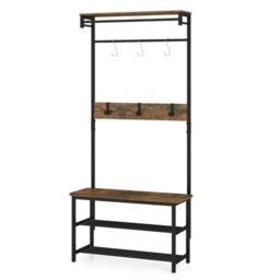 Gainoom Hall Tree With Bench And Shoe Storage 5-In-1 Multifunctional Entryway Organizer With Storage Shelf - thumbnail 9