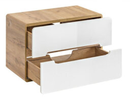 Impact Furniture Bathroom Vanity Unit Countertop 800mm Wall Cabinet With Drawers White Gloss Oak Arub - thumbnail 4