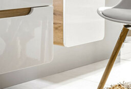 Impact Furniture Bathroom Vanity Unit Countertop 800mm Wall Cabinet With Drawers White Gloss Oak Arub - thumbnail 6