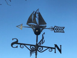 Poppy Forge Sailing Boat Weathervane - Steel - W65 X H88 Cm - Powder Coated Black - thumbnail 2