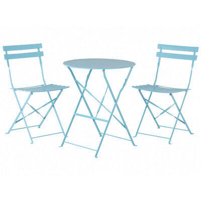 Beliani Bistro Set Folding Fiori Metal Turquoise - image 1