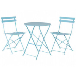 Beliani Bistro Set Folding Fiori Metal Turquoise - thumbnail 1