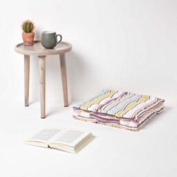 Homescapes Cotton Osaka Green Stripes Floor Cushion, 50 X 50 Cm - thumbnail 2