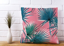 Warren Reed Designer Pink Green Fan Palms Cushions 45Cm X 45Cm - thumbnail 2