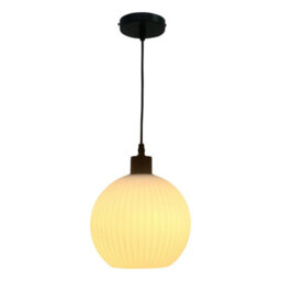 First Choice Lighting Set Of 2 Betchley - White Ribbed Glass Globe With Black Pendants - thumbnail 2