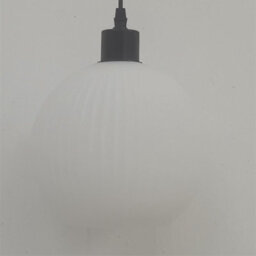 First Choice Lighting Set Of 2 Betchley - White Ribbed Glass Globe With Black Pendants - thumbnail 6