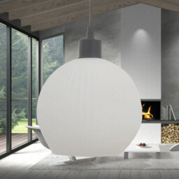 First Choice Lighting Set Of 2 Betchley - White Ribbed Glass Globe With Black Pendants - thumbnail 4