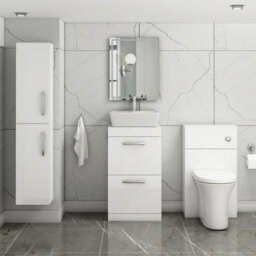 Royal Bathrooms 500mm Floor Standing Vanity Unit 2 Drawer Gloss White & Countertop Basin - Cube - thumbnail 2