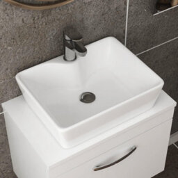 Royal Bathrooms 500mm Floor Standing Vanity Unit 2 Drawer Gloss White & Countertop Basin - Cube - thumbnail 5