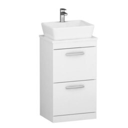 Royal Bathrooms 500mm Floor Standing Vanity Unit 2 Drawer Gloss White & Countertop Basin - Cube - thumbnail 4