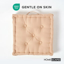 Homescapes Cotton Natural Beige Floor Cushion, 50 X 50 Cm - thumbnail 3