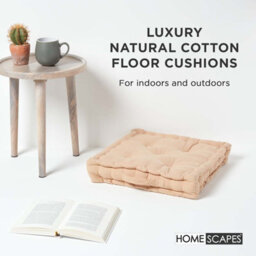 Homescapes Cotton Natural Beige Floor Cushion, 50 X 50 Cm - thumbnail 2