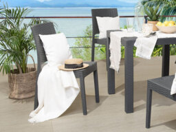 Beliani Set Of 4 Garden Chairs Fossano Synthetic Material Graphite Grey - thumbnail 2