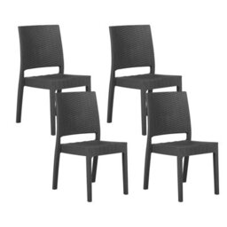 Beliani Set Of 4 Garden Chairs Fossano Synthetic Material Graphite Grey - thumbnail 1