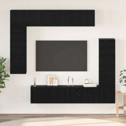 Berkfield Tv Cabinet Set 8 Pcs Black Oak 80 X 30 X 30 Cm Engineered Wood - thumbnail 1
