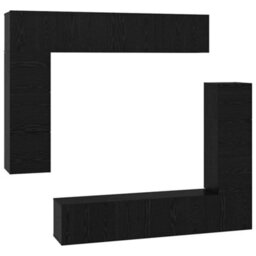Berkfield Tv Cabinet Set 8 Pcs Black Oak 80 X 30 X 30 Cm Engineered Wood - thumbnail 2