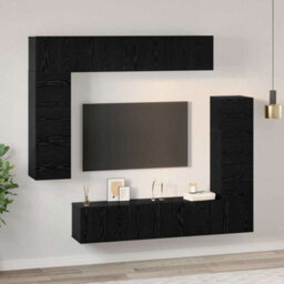 Berkfield Tv Cabinet Set 8 Pcs Black Oak 80 X 30 X 30 Cm Engineered Wood - thumbnail 4