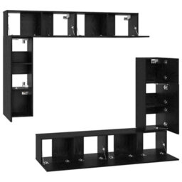Berkfield Tv Cabinet Set 8 Pcs Black Oak 80 X 30 X 30 Cm Engineered Wood - thumbnail 8