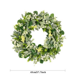 Amorly 17Inch Artificial Spring Summer Greenery Christmas Wreaths For Front Door Green Eucalyptus Leaf Wreath Decor For Farmhouse Outside - thumbnail 2