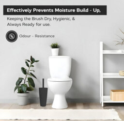 Blue Canyon Boda Toilet Brush & Holder Black Deep Cleaning Flexible Bristles Odour Free Compact Durable Design - thumbnail 5
