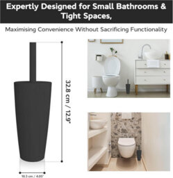 Blue Canyon Boda Toilet Brush & Holder Black Deep Cleaning Flexible Bristles Odour Free Compact Durable Design - thumbnail 2