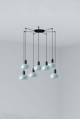 Luminosa Lighting Luminosa Tatawin Small Cluster Pendant Ceiling Light Black, Bluish Grey 7X E27