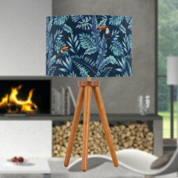 First Choice Lighting Voyage - Dark Oak Table Lamp Or Bedside Light With Toucan Velvet Shade - thumbnail 4
