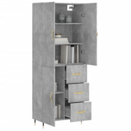 Berkfield Highboard Concrete Grey 69.5X34X180 Cm Engineered Wood - thumbnail 3