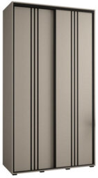 Arte Dakota Vi Modern Cashmere & Black Sliding Door Wardrobe 1300mm H2350mm D600mm - Two Sliding Doors, Two Hanging Rails, Six Shelves - thumbnail 1